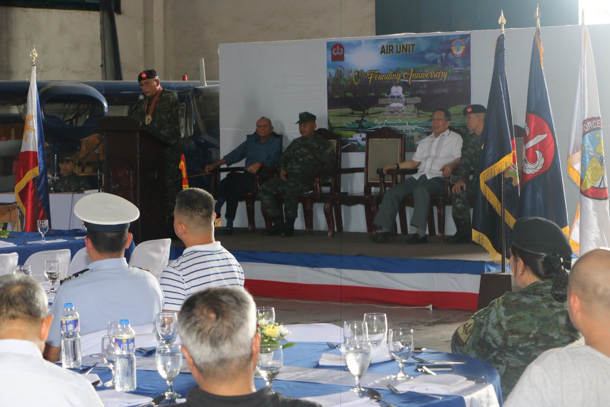 AirUnitSAF's tweet photo. On July 20, 2018, Air Unit personnel led by PSUPT RUEL A ZALATAR, OIC, Air Unit together with Reverend Father Allan Cortez conducted Thanks Giving Mass inside the hangar in relation to the 50th Air Unit Founding Anniversary. https://t.co/nKmjIFQQUh