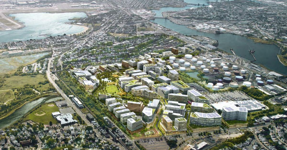 Dwell360's tweet photo. With or without Amazon, massive Suffolk Downs redevelopment due to include park that connects to bike paths #Amazon #AmazoninBoston #Boston #development #localnews #SuffolkDowns #citylife #realestate #Dwell360 #exciting https://t.co/1Xv09YkkUD https://t.co/3fwjaMppL2