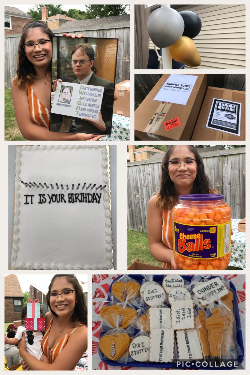 speedyturdle's tweet photo. #TheOffice ended 5 years. My 17 yr old discovered the show, became obsessed and had an Office themed birthday party. The baby is dressed as #JimHalpert’s 3-hole punch paper Halloween costume. @theofficenbc https://t.co/lnsYrlSnb4