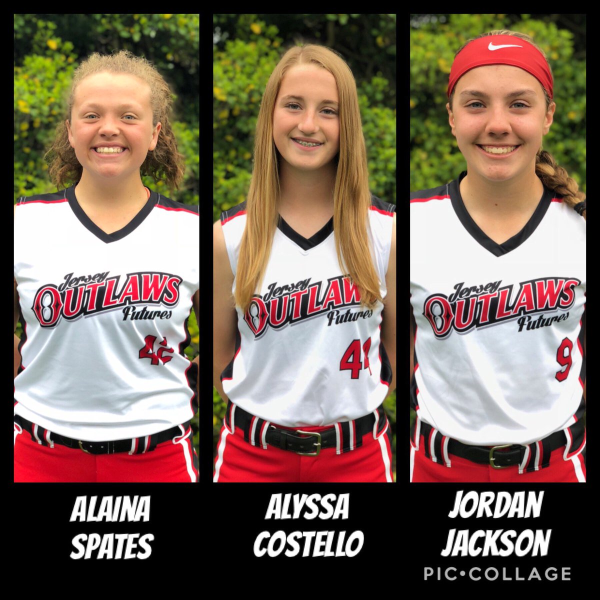 Outlaws2021's tweet photo. Good luck to 
•Alaina Spates 2021 C/3rd
@alaina_spates 
•Alyssa Costello 2021 MI/CF/P
@AlyssaCost44 
•Jordan Jackdon 2021 OF 
@jordanjackson9_ 
as they participate in the New England's Finest Summer Exposure Camp Thursday 7/26 @ the Plainville Softball Complex in Plainville MA https://t.co/nVBqKhdiXy