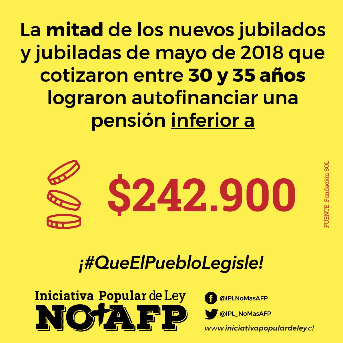 AleLizana_'s tweet photo. La propuesta #NoMásAFP es seria y otroga pensiones dignas.. merecemos el descanso asegurado luego de entregar gran parte de nuestra vida trabajando #QueElPuebloLegisle #IniciativaPopulardeLey  @GobiernodeChile @CNNChile @TVN @El_Ciudadano @elmostrador @eldesconcierto @laotravoz https://t.co/22ptVEYPoe