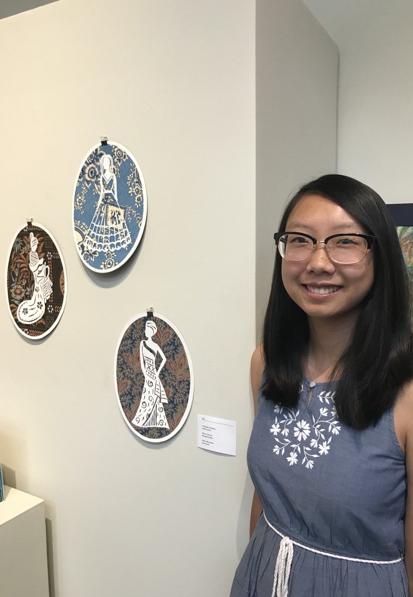 MegWinLibrarian's tweet photo. One of the great joys of being a teacher is seeing your student excel in their areas of giftedness. These are just a few of the amazing pieces Lela created at the Governor's School this summer. Great exhibit! @lela_arruza @GraceEagles  #BeautifulArt #BeautifulArtist https://t.co/cHezGfByza