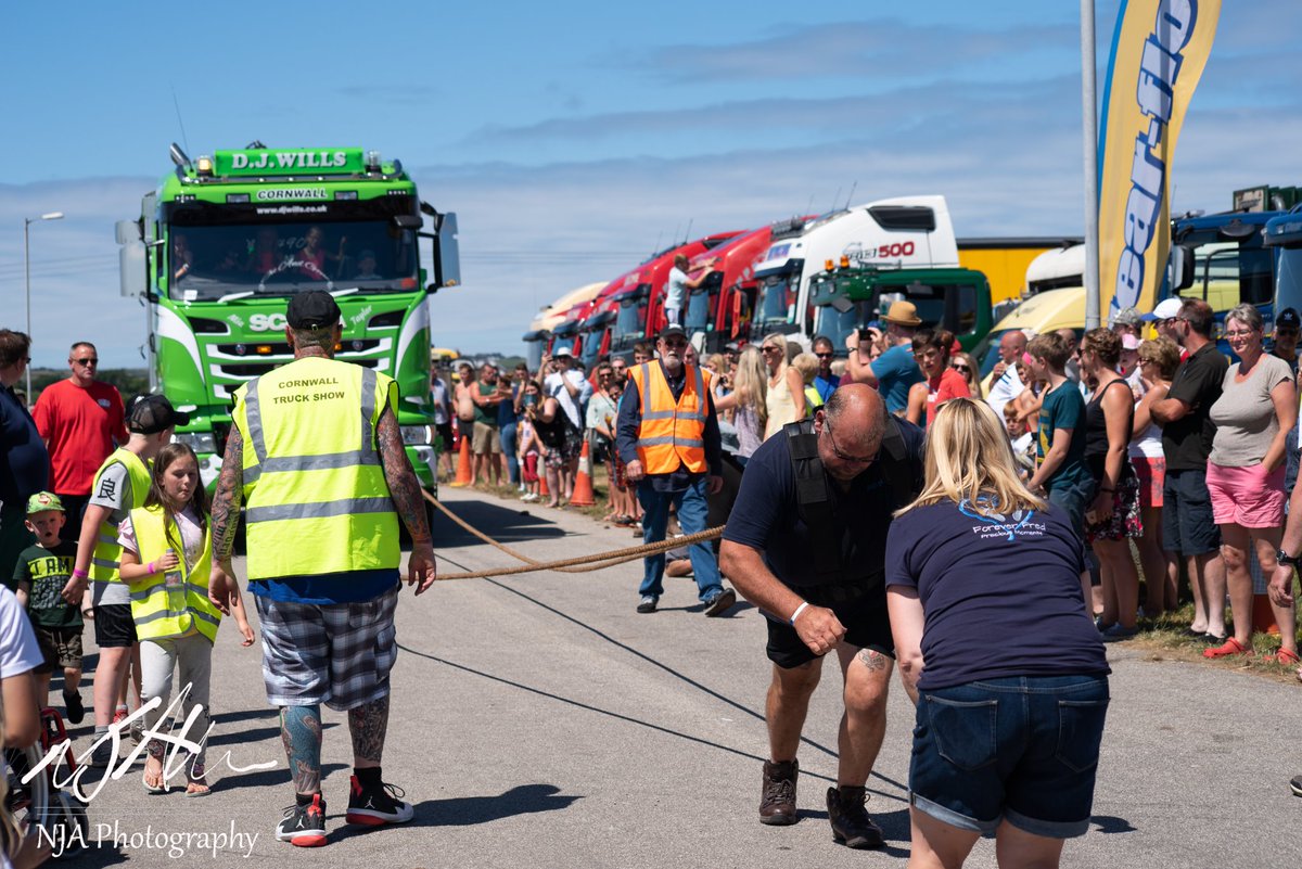 NJAPhotography's tweet photo. Big Dave @CrnwllTruckShow pulling a D.J Wills tipper. Raising money for #ForeverFred #SnowflakeRoom #Dereford I thought the team truck pull was good. Big Dave crushed it! A big well done to him! #Cornwall #CornwallNews #CornwallLive https://t.co/ouE9CC1vsy