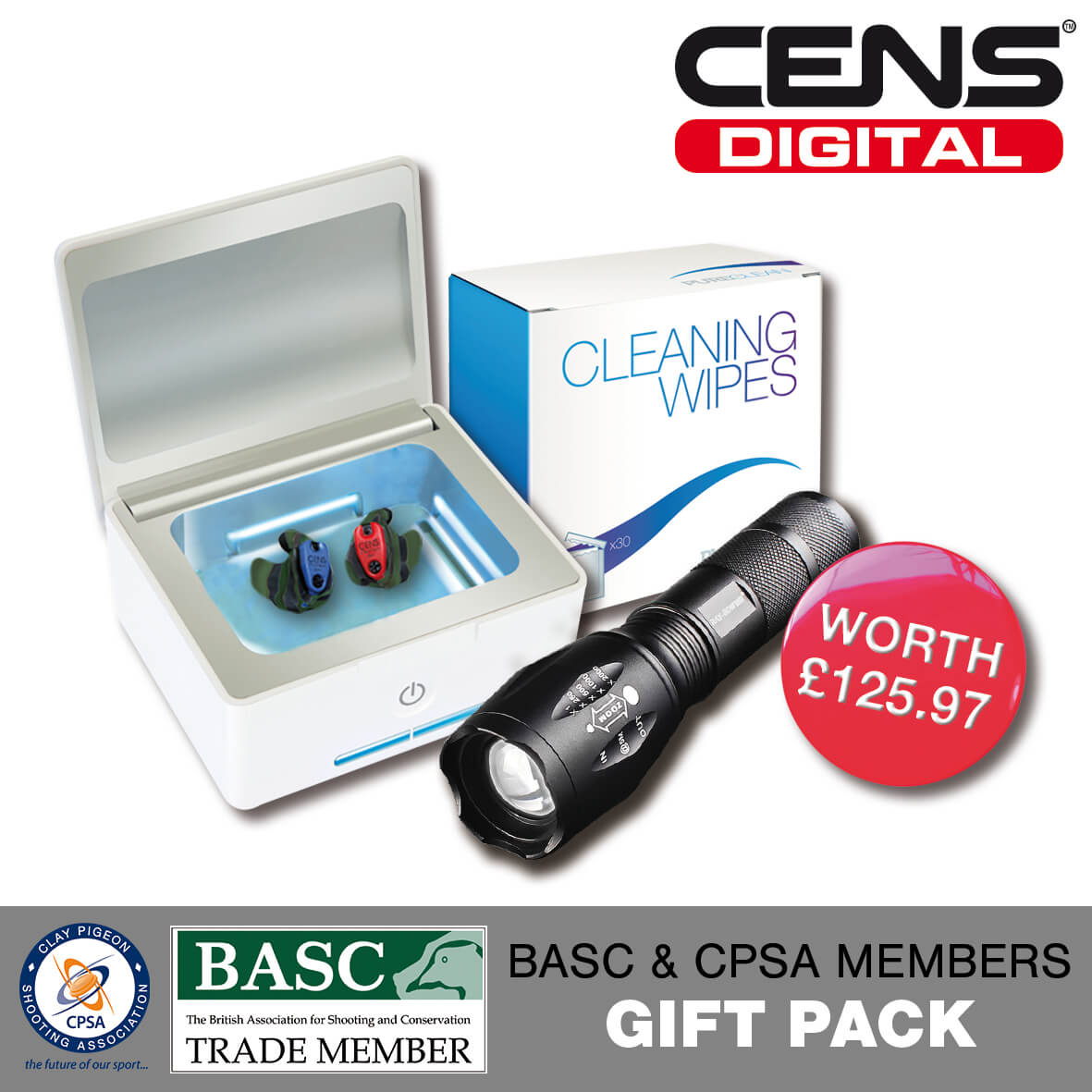 Any @cpsa <a href="/bascnews/">BASC</a> members <a href="/thegamefair/">The Game Fair</a> can receive a FREE CENS #shooting #earplugs Gift Pack with selected purchases, incl. torch &amp; earplug dehumidifier. Stands A2/K1109 Gunmakers Row #CENSensational #hearingprotection #Sportshooting #womenwhoshoot #gameshooting #madeinbritain