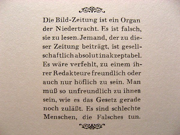 Aus aktuellem und leider dauerhaftem Anlass. 
[Max Goldt:]