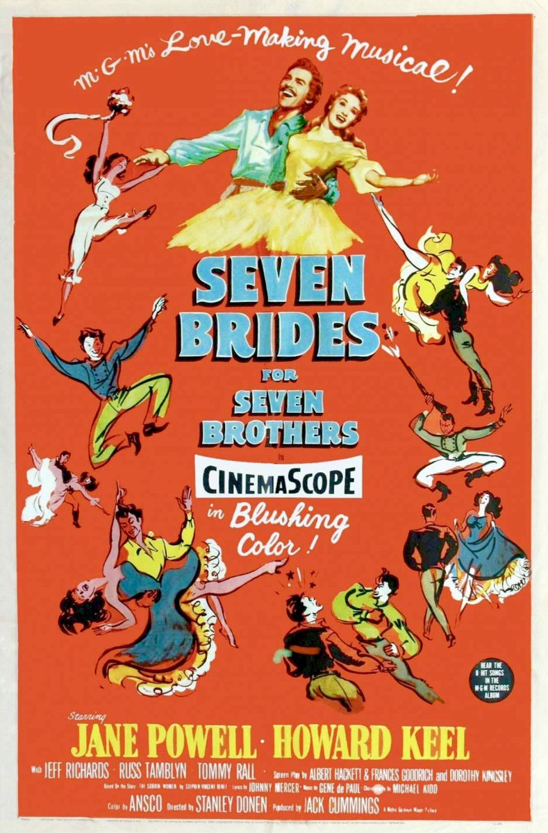 FilmNewsNos's tweet photo. 🎬MOVIE HISTORY: 64 years ago today, July 22, 1954, the movie ‘Seven Brides for Seven Brothers’ opened in theaters!

#HowardKeel #JanePowell #JeffRichards #JulieNewmar #MattMattox #RutaLee #MarcPlatt #NormaDoggett #VirginiaGibson #TommyRall #BettyCarr #RussTamblyn #NancyKilgas https://t.co/3ZFO47vDIK