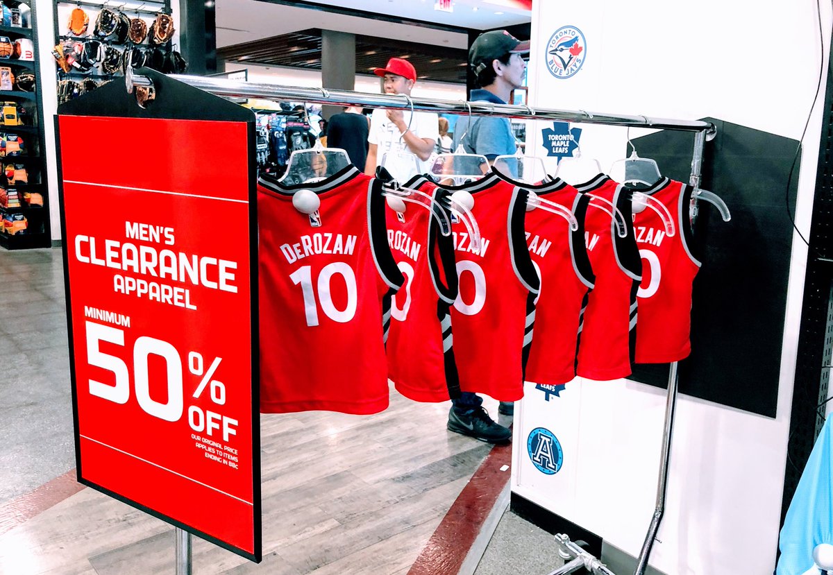 kevinpsiu's tweet photo. Nothing says goodbye like a fire sale on baby sized jerseys. #goodbyedemar #babyraptors https://t.co/G3vK7ZQ1ie