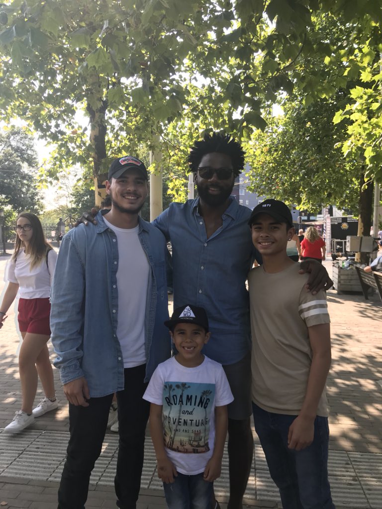 Omolaj's tweet photo. @DonteStallworth My family and I met you in Amsterdam, my son was one wearing the Spurs hat.  It was very nice to meet you and speak with you for a few minutes.  Thank You for approaching us and for the encouragement you gave my sons, forever a fan...Samuel Jalomo https://t.co/ssnJhlXrfI