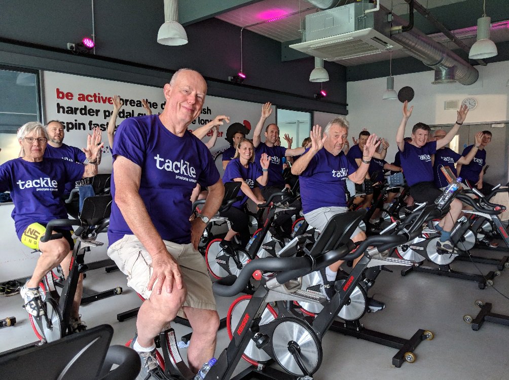 TackleProstate's tweet photo. Huge thanks to Doug Badger, the South Warwickshire Prostate Cancer Support Group + Stratford-upon-Avon Leisure Centre for taking part in this year's Father's Day #CycleToTheMoon ride last month - they raised over ยฃ2,500 and counting. Well done!
#prostate #psa #1in8men #SaveADad https://t.co/Wy4ggZq7tt