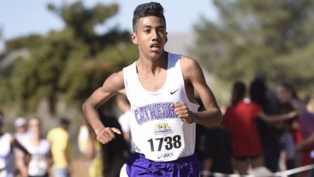 MileSplitWest's tweet photo. Cathedral is the defending D4 state champ, and also the featured boys team on Day 30 of our #CountdownToXC. Led by Tyriq Granillo and featuring a VERY deep pack, the Phantoms are gunning for a repeat championship! https://t.co/YRbjAanset