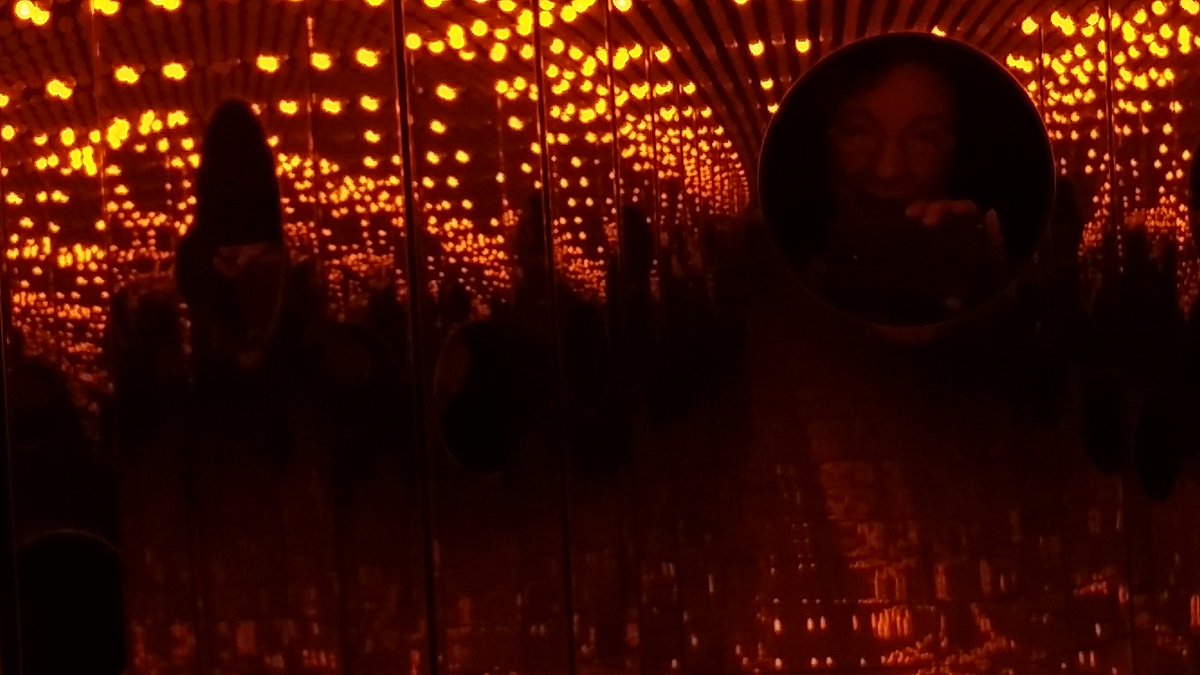 AFunderburkArt's tweet photo. Exciting to see a Yayoi #Kusama Infinity Room installation in person last night at the @ncartmuseum,
in the extraordinary exhibit You Are Here: Light, Color, and Sound Experiences #NCMAhere! At first the queue was an hour, but we only waited 20 minutes. Light of Life, 2018 #art https://t.co/PL1zYTX72I