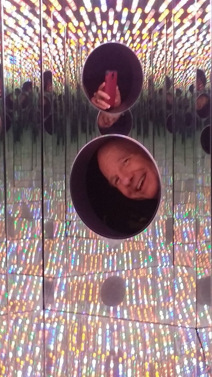 AFunderburkArt's tweet photo. Exciting to see a Yayoi #Kusama Infinity Room installation in person last night at the @ncartmuseum,
in the extraordinary exhibit You Are Here: Light, Color, and Sound Experiences #NCMAhere! At first the queue was an hour, but we only waited 20 minutes. Light of Life, 2018 #art https://t.co/PL1zYTX72I