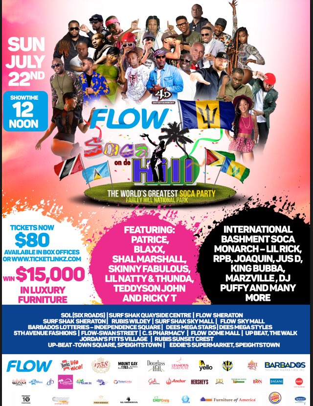 StratoMuzic's tweet photo. Starting this afternoon Farley Hill in Barbados🇧🇧 will get shell at the annual Soca on De Hill. @RickyTeasel and everyone you see on that flyer will be there...come thru and let’s make a 🎥 ‼️
#RickyT #SocaOnDeHill #Performance #Artiste #CropOver #Barbados #StLucia #SocaParty https://t.co/HHy7cVdeOb