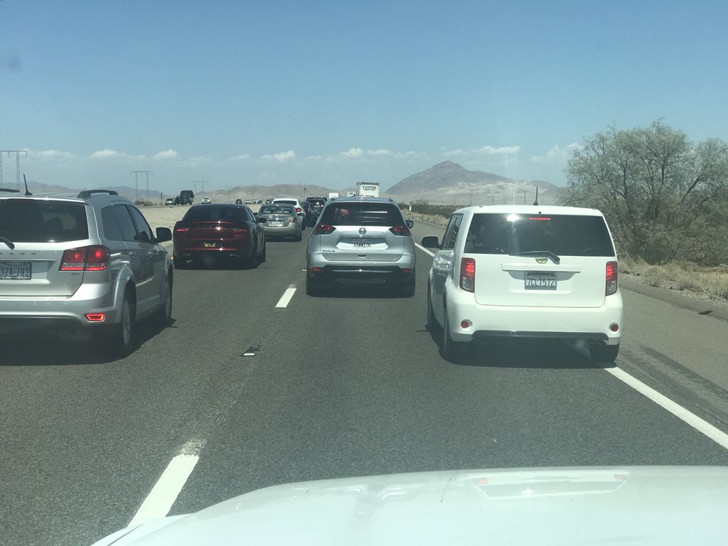 JeffLBooth's tweet photo. Let’s drive to California. It’s a beautiful drive, they said. It will be fun, they said. #trafficjam #werenotmovingatall #flynexttime #iloveomaha https://t.co/XrwgHe8EJa