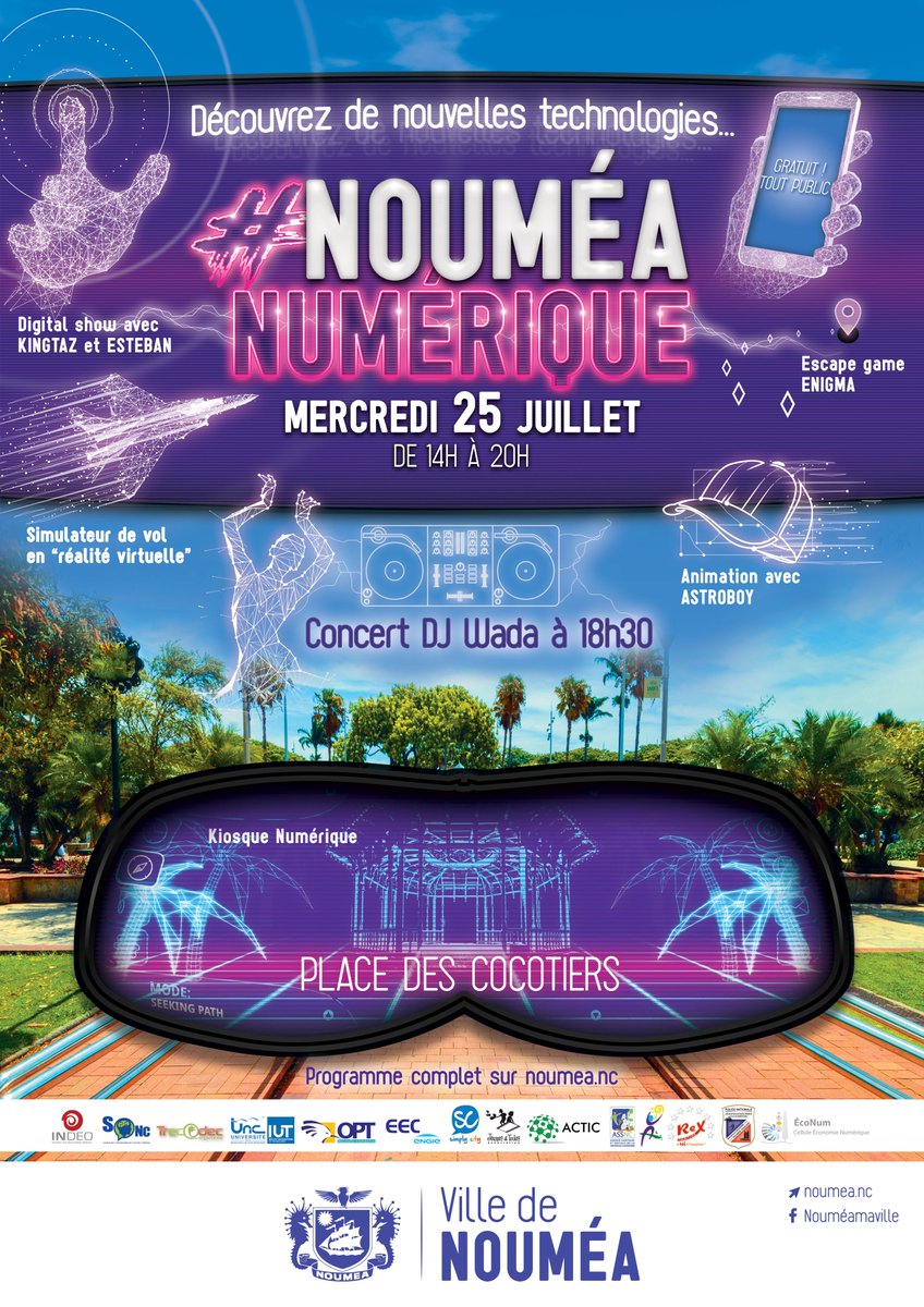 🔉 Rendez-vous Place des Cocotiers le mercredi 25 juillet avec l'OPT-NC pour l'événement le plus connecté de l'année en #NouvelleCalédonie : #NouméaNumérique 📶