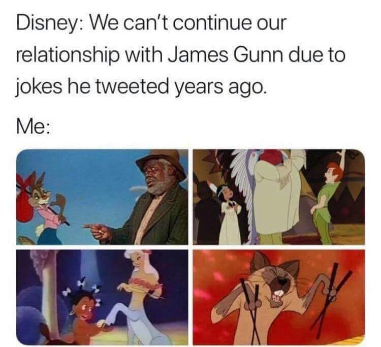 grdavison's tweet photo. @Disney @JamesGunn 

hey Disney remember this... maybe you should fire yourself for things you did years ago... https://t.co/mZs7Z4jub6