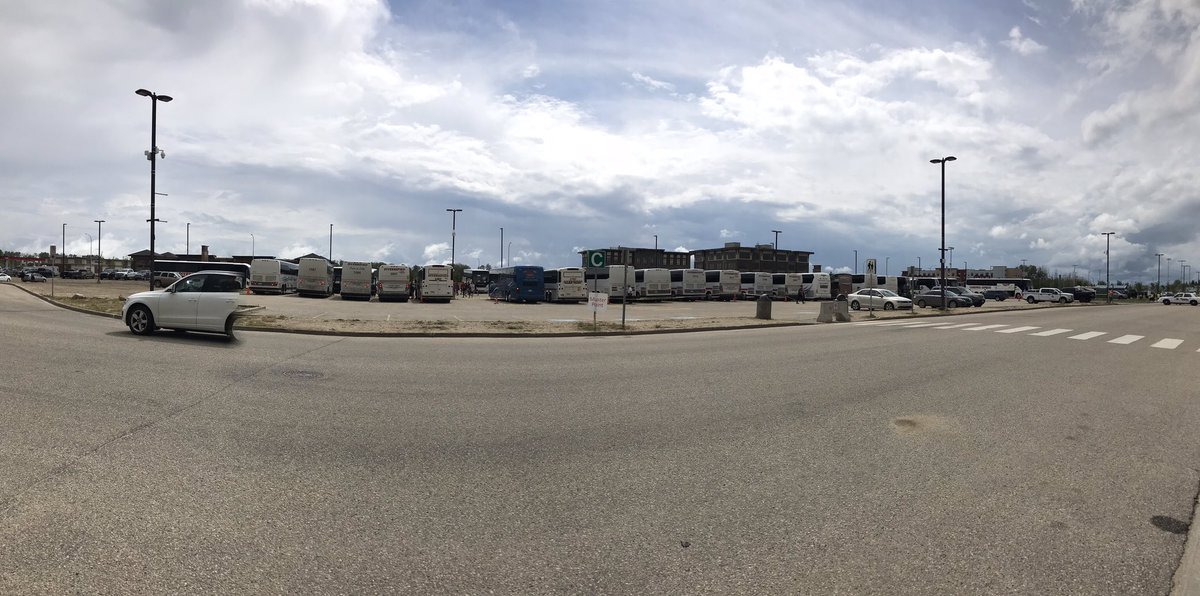 KarlGermann's tweet photo. #2018asg buses, buses and more buses for athletes. Picture doesn’t show how massive the undertaking was #GPCSD #Gpab Thank you volunteers! https://t.co/eQLtMEoPx1
