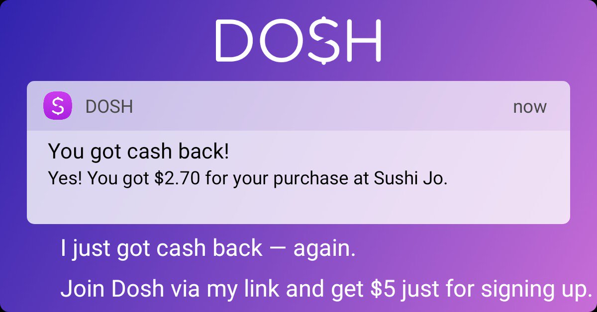 Check out this app that gets me cash back at my favorite places! link.dosh.cash/52gpn4CNLO