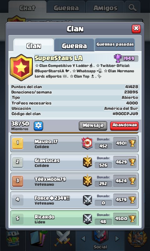 Saludos Guerreros !!! Estamos en busca de nuevos ingresos para el clan. Somos Clan Competitivo en busca de buenos jugadores para mejorar♥