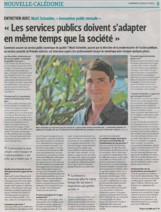 Comment assurer un #service #public #numerique de qualité? Retour sur le passage d'un innovateur public nomade en #NouvelleCaledonie . Entretien de @matti_sg_fr dans la #presse <a href="/lncnc/">Les Nouvelles calédoniennes</a> lnc.nc/article/nouvel…
