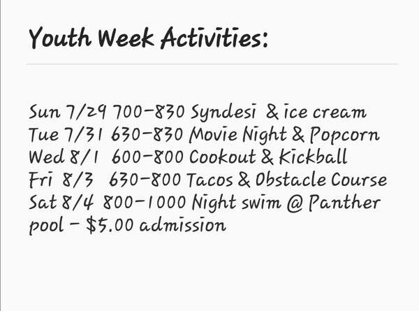 Psumyf's tweet photo. Hey y’all youth week kicks off next Sunday with Syndesi and an ice social come on out and bring your friends https://t.co/wyVYNsQBc6