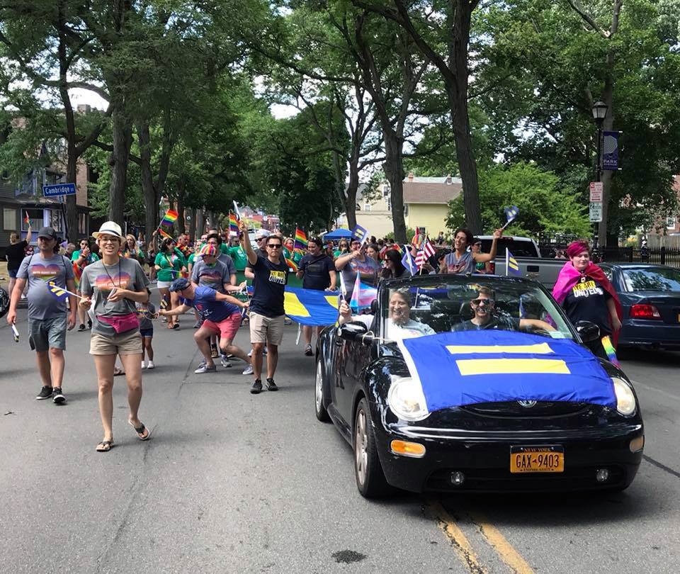 HRC members and supporters at the 2018 Rochester Pride parade.