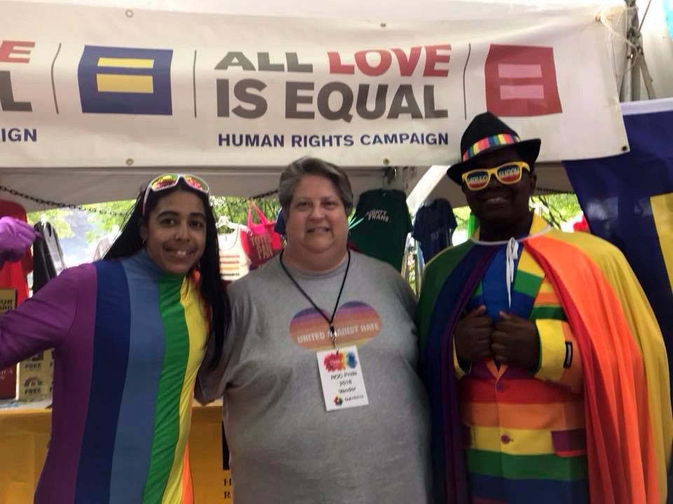 HRC members and supporters at the booth during Pride.