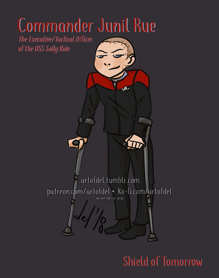 artofdel's tweet photo. Commander Junil Rue of @ShieldOfTmrw / @GeekandSundry played by @ChaiKovsky β€οΈ
https://t.co/CTlS1WTOxJ
#KoFiCharms #StarTrek #ShieldOfTomorrow #USSSallyRide #Trill #JoinedTrill
(Hey Sam, if you see this please let me know if Rue's posture correct or not. π) https://t.co/VgmfSoMhuJ