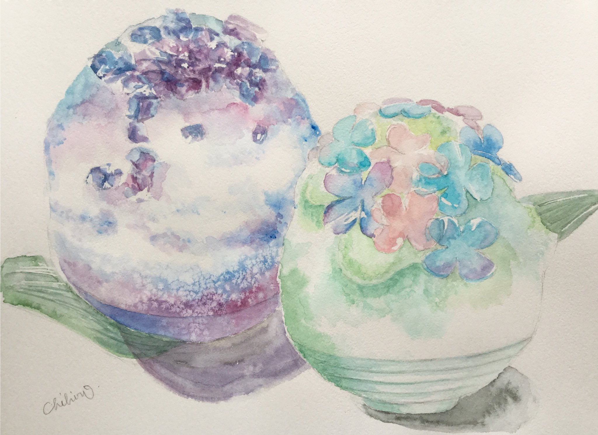 تويتر Mog Neko على تويتر 夏しぐれ 水彩画 納涼 かき氷 絵画 イラスト T Co Riumsmmsyi