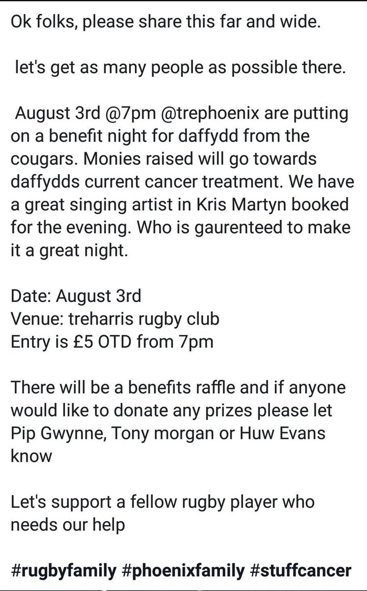 Can everyone give this a retweet and get this event out there! Should be a great night and the more people there, the more money for such an important cause! 

@trephoenixyouth <a href="/ValleyCougarsRL/">Valley Cougars</a>

#RugbyFamily #UnionAndLeague #PhoenixAndCougars #BothCodes 🏉🏉🏉
