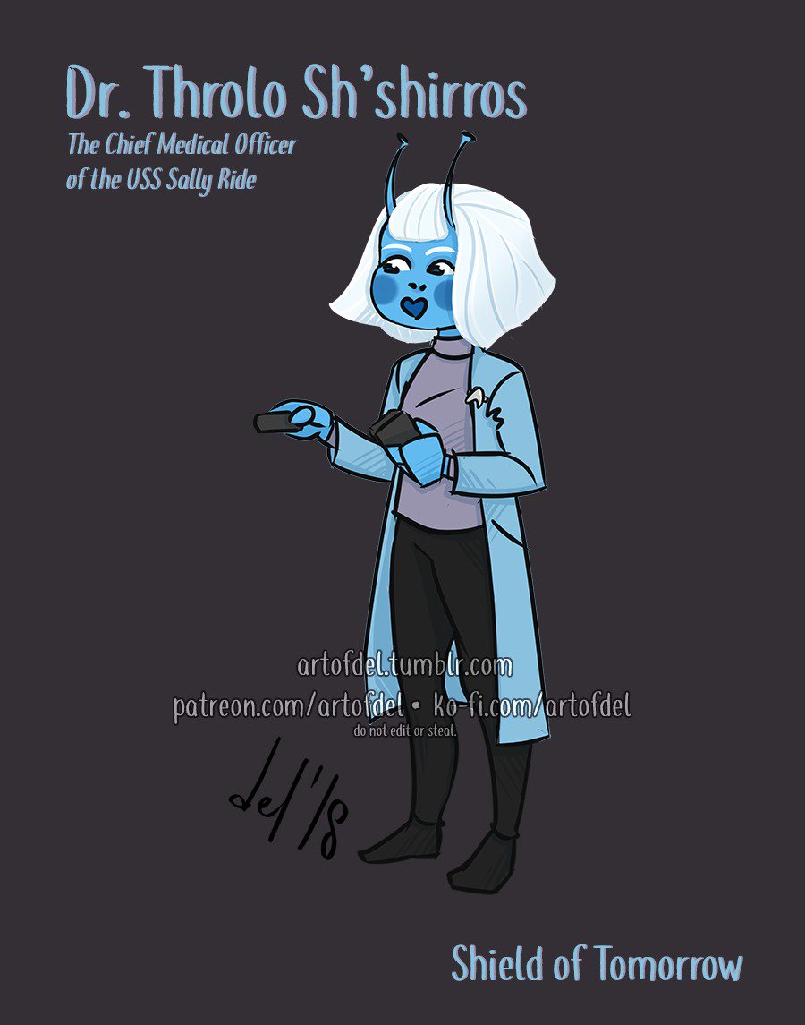 artofdel's tweet photo. Dr. Throlo Sh'shirros of @ShieldOfTmrw / @GeekandSundry played by @enthusiamy ππ₯Ό
https://t.co/CTlS1WTOxJ
#KoFiCharms #StarTrek #ShieldOfTomorrow #USSSallyRide #Andorian https://t.co/5la9xQUR4F