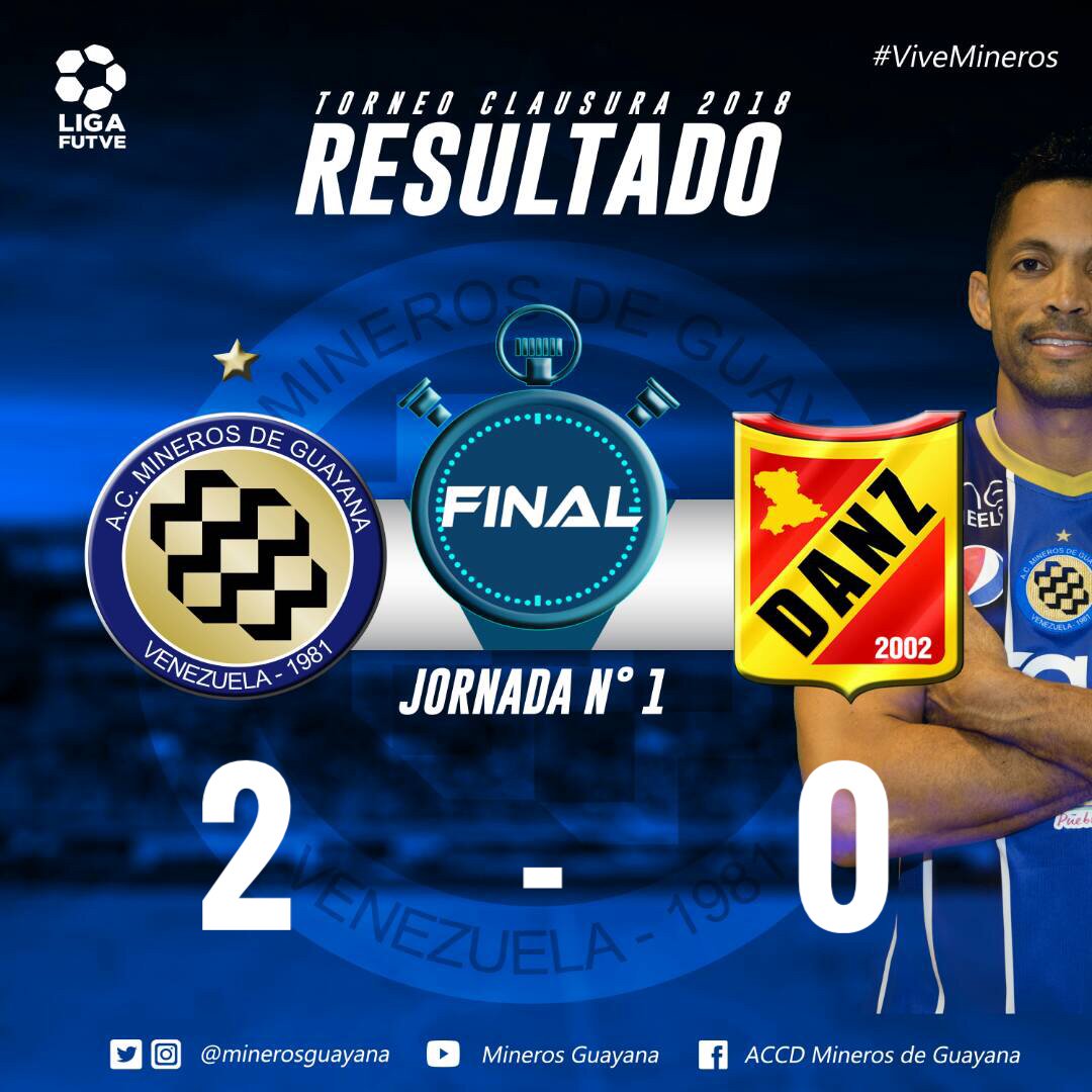 MinerosGuayana's tweet photo. #Clausura2018 | ⏱ 90+3' | ¡Final del partido! Gran victoria en casa en el inicio del Clausura | #Mineros 2-0 Dvo. Anzoategui | #LigaFUTVE #ViveMineros 🙌 https://t.co/5RM8CuZ1zH