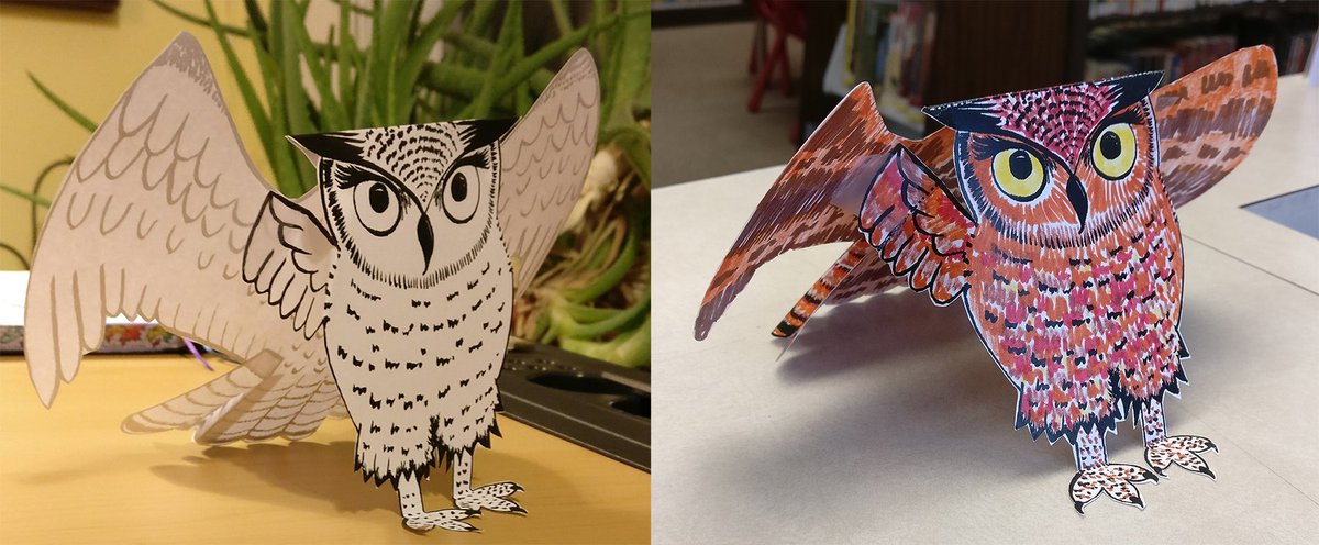 I posted a #FREE #ColoringProject for you on #Patreon! Other cool free #downloads there too...but! If you like this, be a patron for $1/mo and #FeedTheDream! Check it out: ow.ly/FQua30kP3bR #illustration #PaperSculpture #owl #ColoringPage #SupportArtists #DisabledArtist