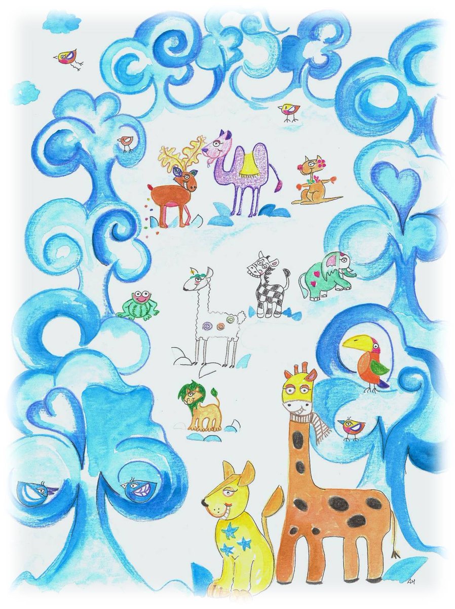 PipAndFriends's tweet photo. Now we could see it.  The #LandofBlueTrees.  There were blue trees and all kinds of animals singing and dancing and playing.  All the animals were playing and having fun. https://t.co/LT1r9VEFGS