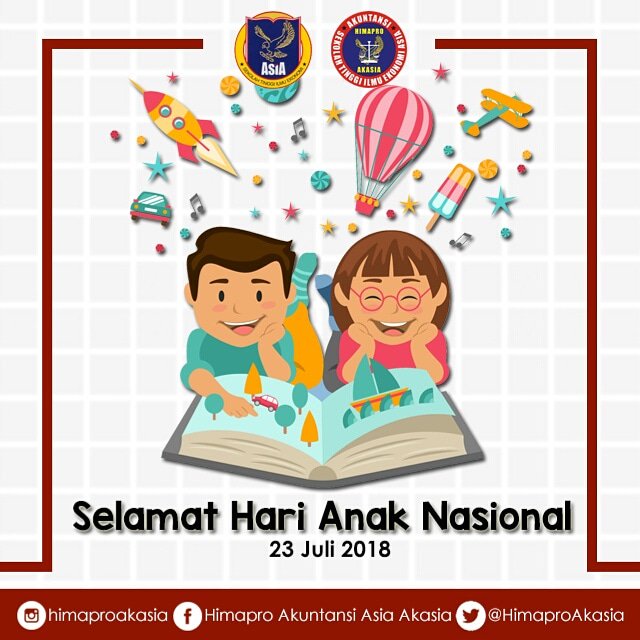 [Selamat Hari Anak Nasional]
Semoga anak-anak Indonesia kelak mampu mengubah Indonesia menjadi lebih baik.
.
.
.
#himaproakasia 
#harianaknasional 
#23juli 
#anaknasional