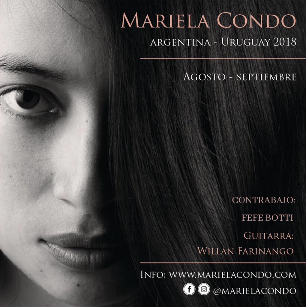 Amigos, ya mismo empieza nuestro viaje hacia el sur. Todos los detalles de cada concierto aquí: marielacondo.com/agenda ¿Nos ayudan a difundir? Hagan un retuit y sean parte de esta gira hecha a pulso, trabajo y mucho corazón ❤️❤️❤️