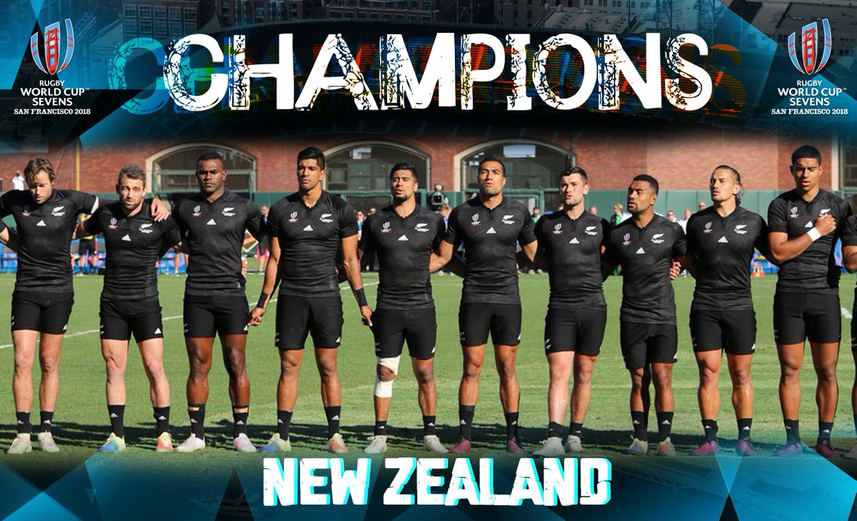 SVNSSeries's tweet photo. CHAMPIONS! @AllBlacks7s have defended their Rugby World Cup Sevens crown after beating England 33-12 in San Francisco #RWC7s https://t.co/FNKekFx5K7
