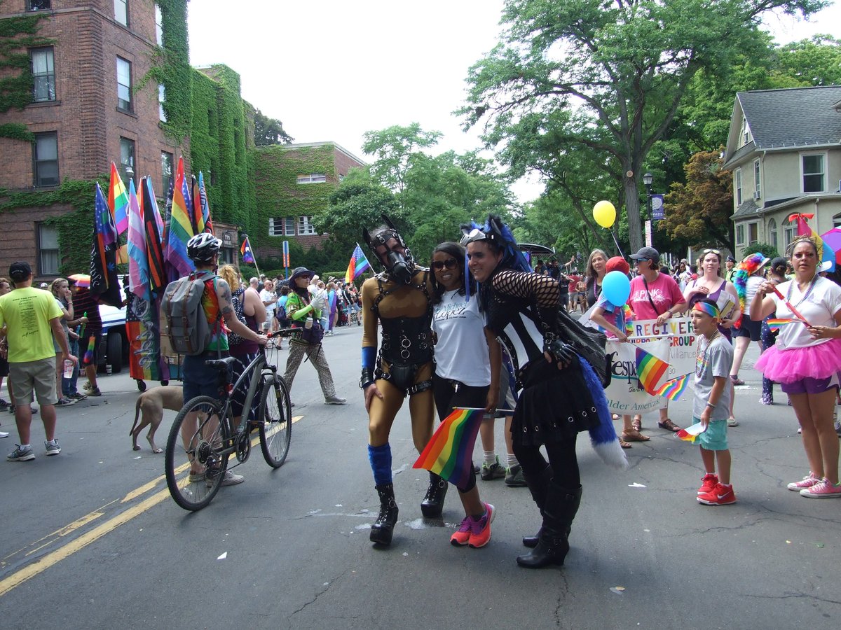 A cybergoth parades through the streets of Rochester NY, to join in the celebration of Pride <a href="/ROC_Pride/">Rochester Pride</a> Happy Pride and Rave on!