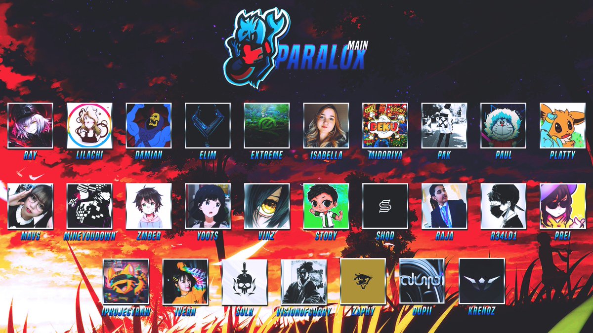 ParaloxArtists's tweet image. 1st update July 2018!
-Removed a couple of inactives that were kicked
-Added @Krenoz_Rig to main because he was promoted
-Added new members from last weeks event

And updated some profile pictures if they changed them.