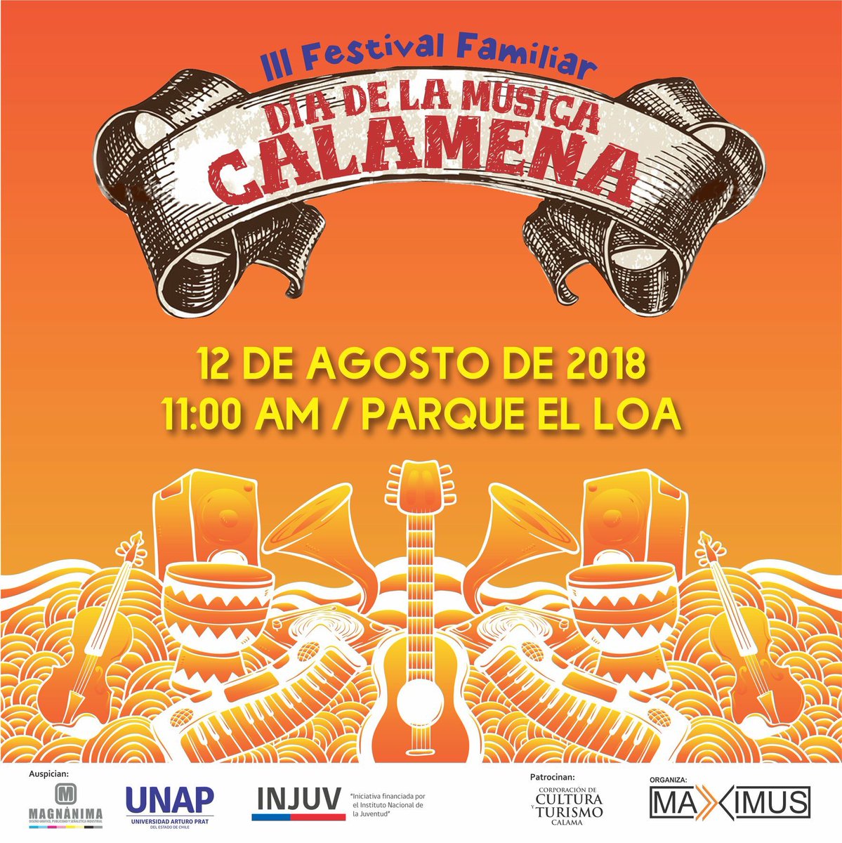 MaximusCalama's tweet photo. [DÍA DE LA MÚSICA CALAMEÑA]
12.08.18 // 11:00 am // Parque El Loa 

#Calama #Festival #Música https://t.co/oYtlqVdoJC