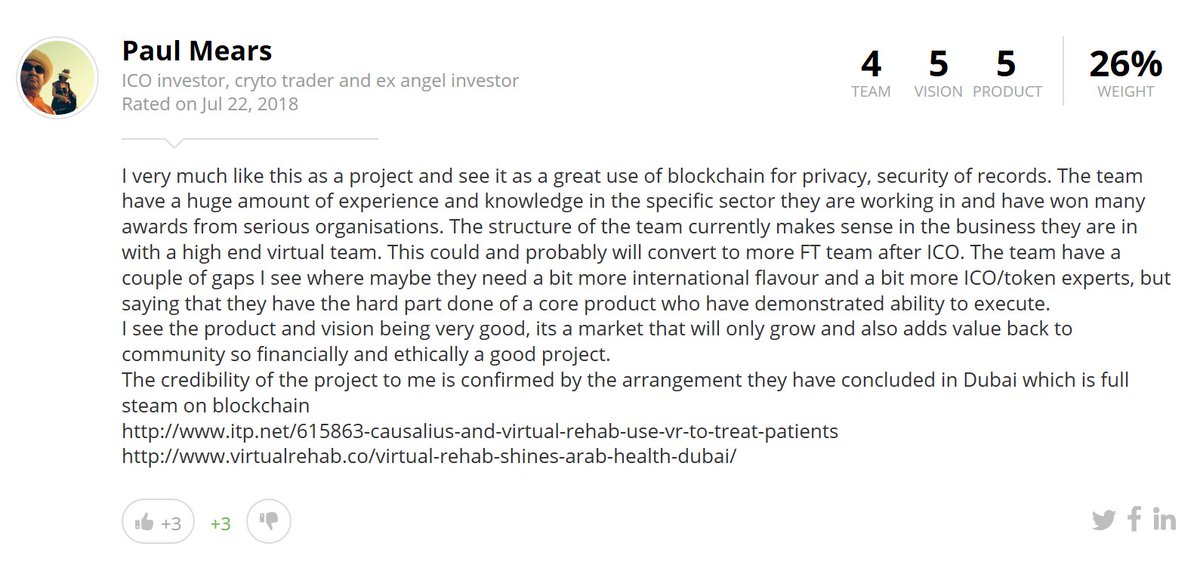 ViRehab's tweet photo. When #blockchain experts speak, we listen intently. Thank you @paulmearsuk for your support. We appreciate it 🙏🙏🙏

https://t.co/shALwRVU7n

$VRH #Blockchain #VR #AI #Neuroscience #CBT #Cognitive $BTC $ETH #MentalHealth #ICO #TokenSale #PainManagement #Addiction #Psychology https://t.co/nOD5QreNYM