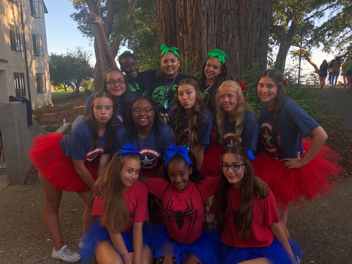 Bullard Pep &amp; Cheer is ready for tonight’s superhero pep rally! 💙 #bullardknights #usacamps #raiseitup