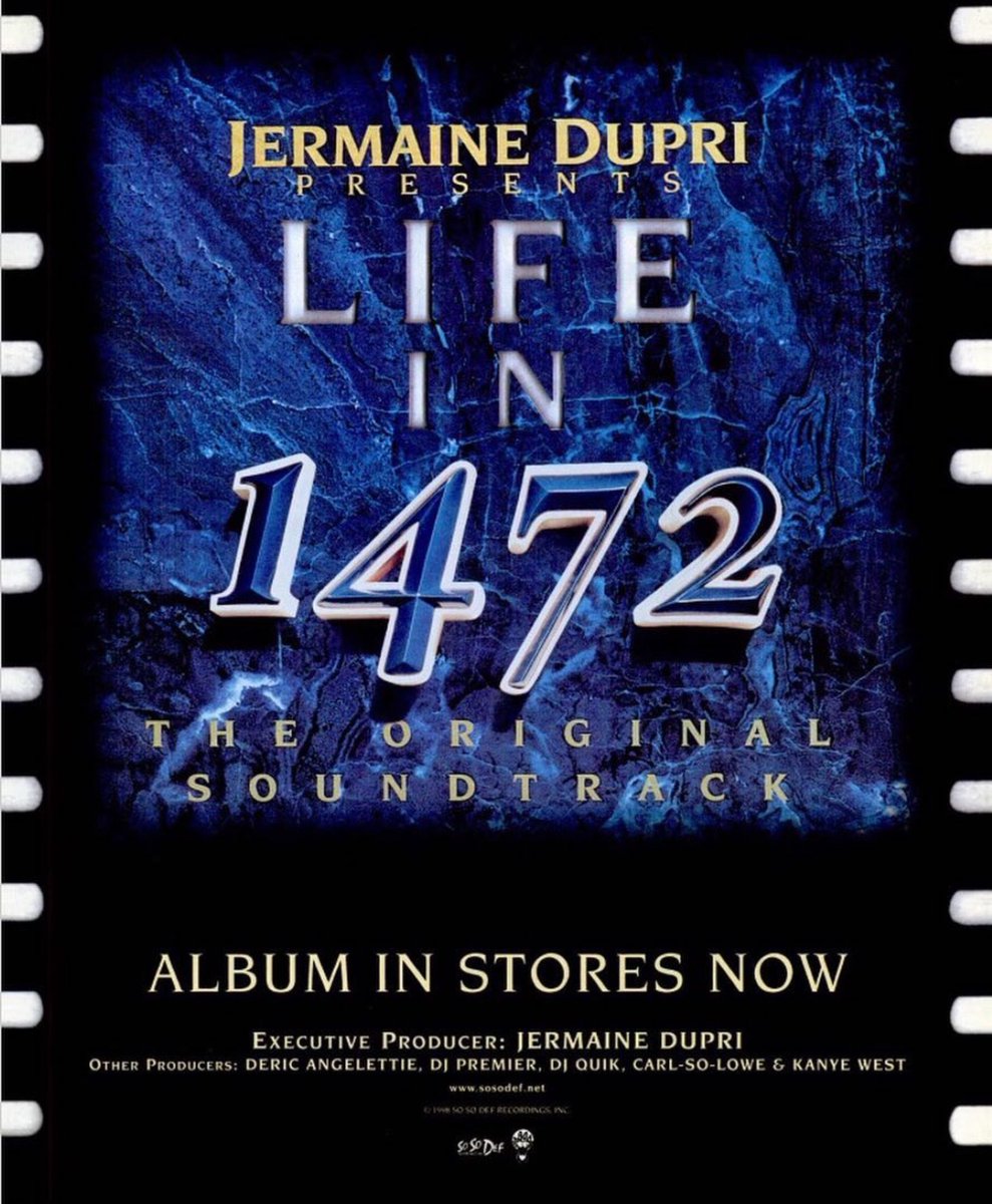 jermainedupri's tweet photo. This dropped 7 years before “The College Dropout” It also was the introduction of Jay Z to most people from the South, I ain’t saying I predicted the future but! 🤷🏾‍♂️ if you know you know!! #Lifein1472 #20YO @sosodef #Somuchhistory https://t.co/OLahuSxVyh