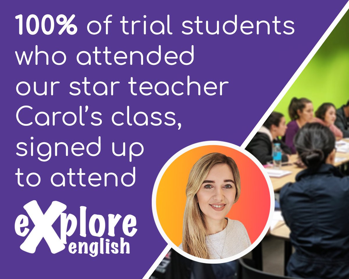 WOW! Congratulations to Teacher Carol on this impressive statistic 👏 100% of her trial students ended up enrolling at Explore English.