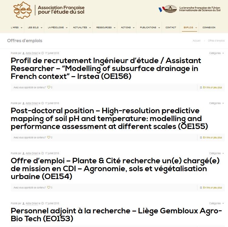 rnest_sol's tweet photo. https://t.co/jMmUD2Yh7o
Où trouver des OFFRES D'EMPLOI dans le domaine des SCIENCES DU #SOL ?
👏Un bon nombre d'entre elles est recensé sur le site web de @afes_fr
👍Elles sont relayées via une liste de diffusion (https://t.co/TqAtIGsOSP)
👉 et sur twitter, suivez #EmploiAFES ! https://t.co/fU7b50mSYH