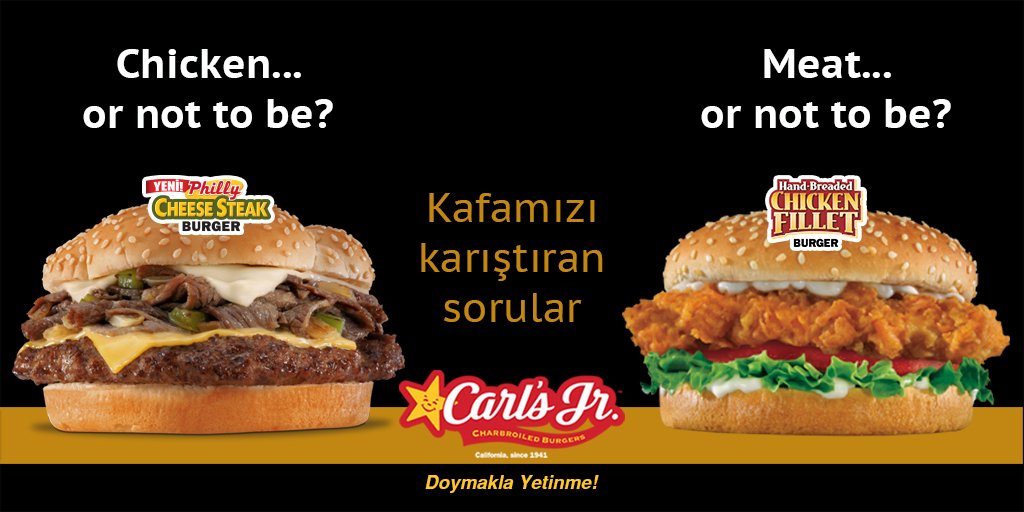 CarlsJrTurkiye's tweet photo. #phillycheesesteak #chickenfilletburger #doymaklayetinme #impossibletoignore https://t.co/pZdBxl5F70