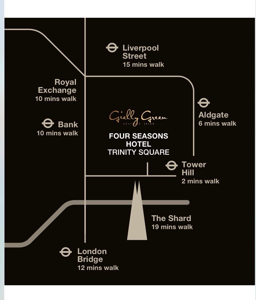 CGuastella1's tweet photo. You are a short walk away to luxury salon @giellygreen @Fstentrinity #giellygreen #fourseasons #tentrinitysquare

#menshair #Bank #towerhill #theshard @theshardlondon #royalexchange @royalexchange #liverpoolstreet #algate #londonbridge #cityofLondon @cityoflondon #Lloyds https://t.co/KfOhKv4lOv