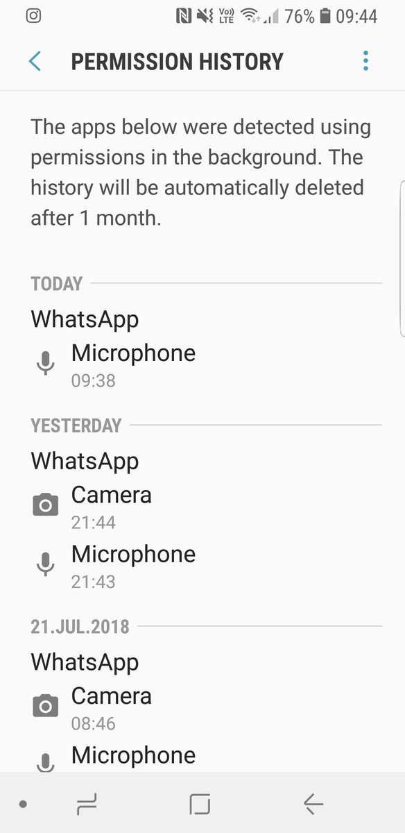 heuerman13's tweet photo. @WhatsApp why would you need to use my microphone and camera for days on end when I hadn't even used my phone??? #hacking #spying #whatsappsgonnahavealottoanswerfor https://t.co/pI4tNH44oP