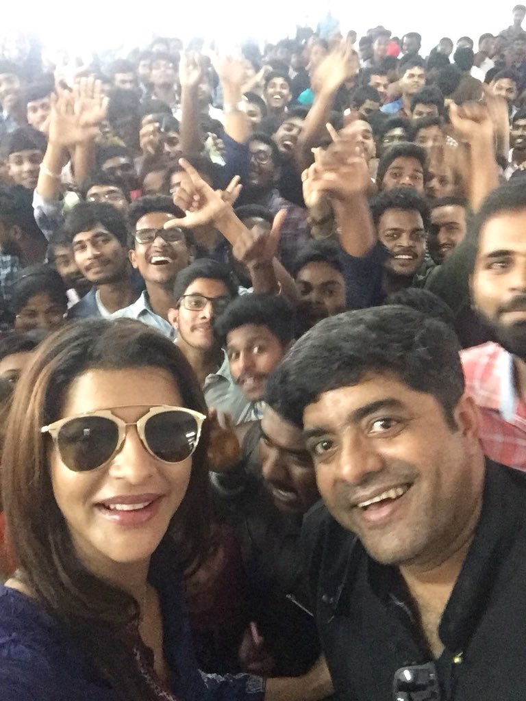 LakshmiManchu's tweet photo. The energy is speechless! Thank you #AVNInstituteOfEngineering for having me today at your college and for all the love..❤️ Super happy to be there! 
#WifeOfRam https://t.co/pNzbSk0lE0
