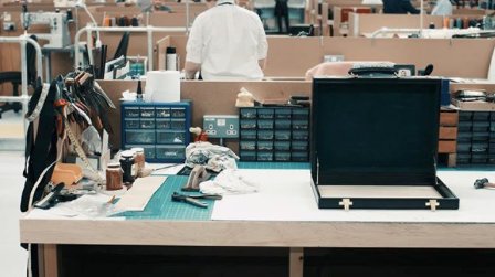 Wooden frames for our Attache cases, game sets and jewellery boxes are also handcrafted in our East London factory. #luxury #carpentry #leather #factory #madeinengland